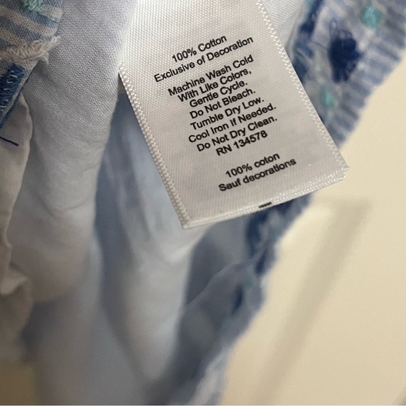 Vineyard Vines Sea Stripe Cotton Embroidered Peasant Dress Size XS (S fit) - Picture 8 of 10